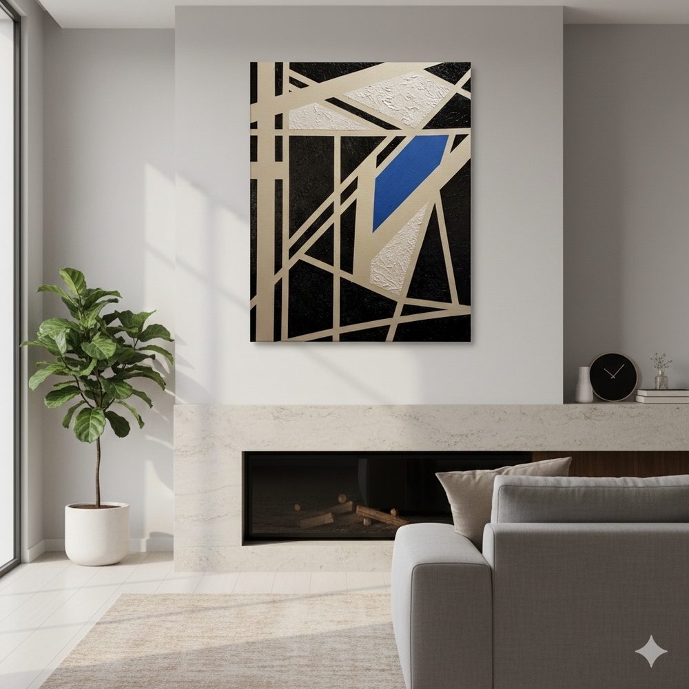 HANDCRAFTED Abstract Painting HANDPAINTED Artwork Wall Art Decor Black White